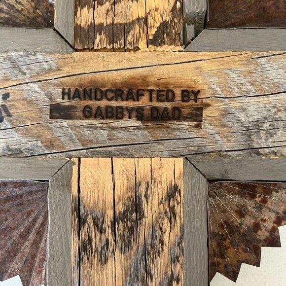 Arturo Montano "Gabby's Dad" Handmade Wood Tin Bone Cross Wall Art Southwestern - Picture 6 of 8